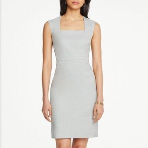 NWT Ann Taylor square neck grey work dress